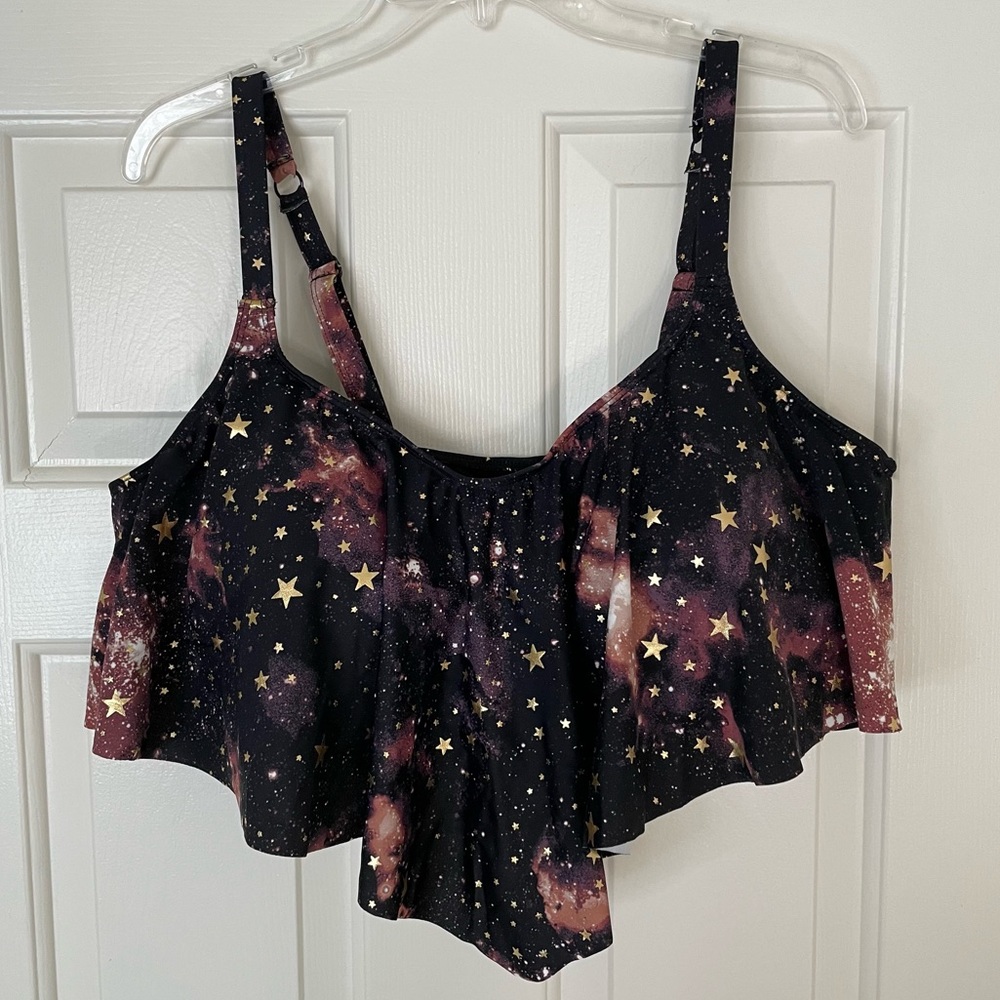 Torrid Black Celestial Wireless Flounce Bikini Top